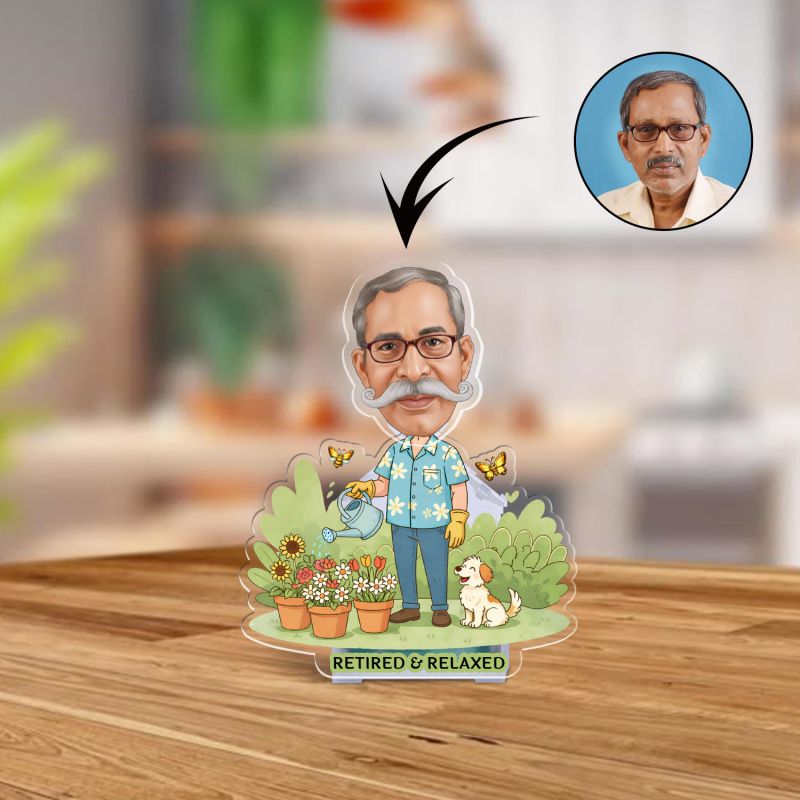 Personalized Retirement Caricature Bobblehead Retired & Relaxed Theme Battery Powered Moving Head for Home Decor & Car Dashboard Retirement, Grandfather & Boss